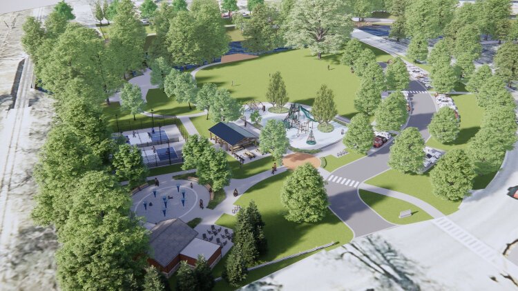 An artist's rendering of the proposed Ada Covered Bridge Park.