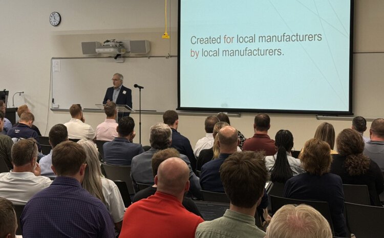 Chris Bardeggia discusses The Right Place's AI Roadmap during  the group's Manufacturers Council Aug. 14.