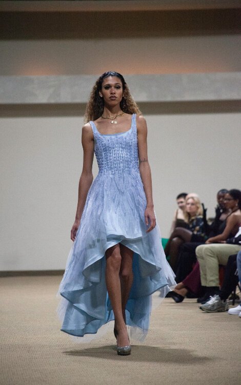 Up-and-coming designer and KCAD alum Demi McNeal debuts her custom evening wear brand, Dominique Alyse, with a successful fashion show in Michigan.