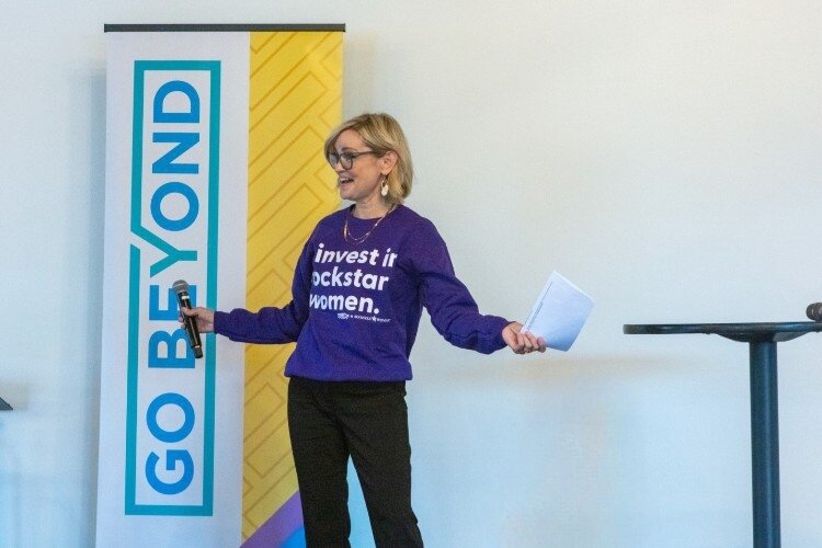 Jennifer Wangler, The Right Place’s VP of technology, speaks at Go Beyond. 