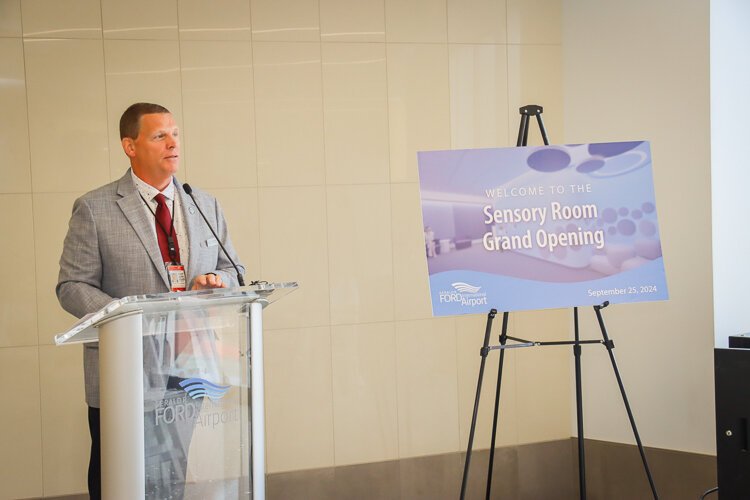 At the Sensory Room dedication, Tory Richardson, President and CEO of the Gerald R. Ford International Airport Authority, says West Michigan strives to embrace everyone.