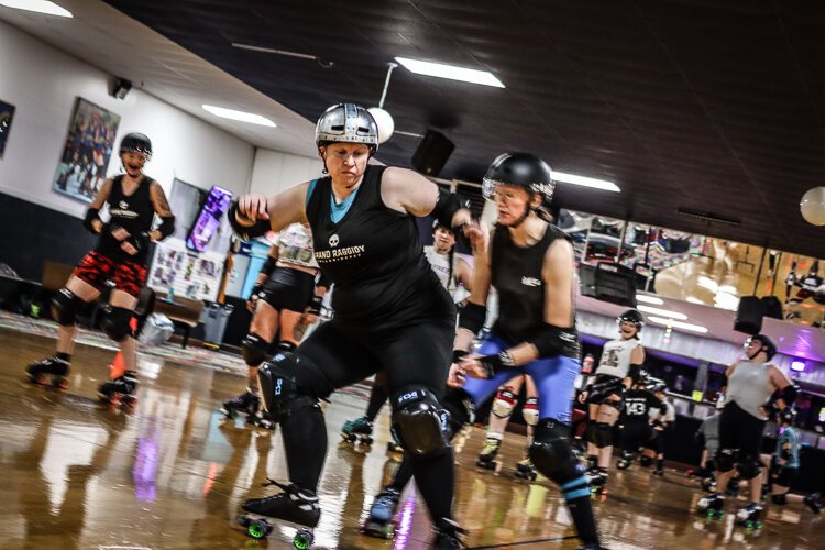 Practice makes winning at the Mitten Kitten Mash-Up possible for our Grand Raggidy Roller Derby members.