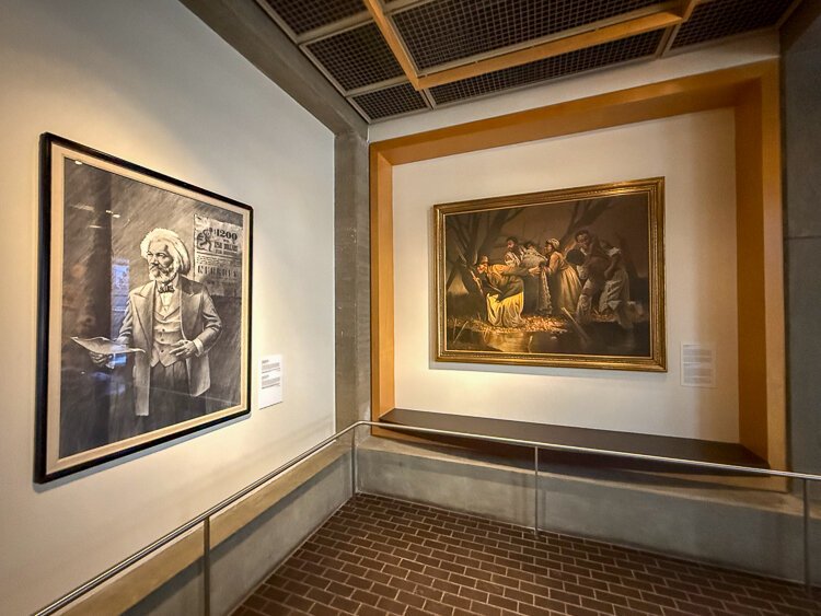 Collins' "Harriet Tubman’s Underground Railroad" (1980) hangs prominently at the Grand Rapids Public Museum.