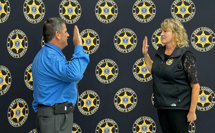 Kent County Emergency Manager Scott Corbin is sworn in.