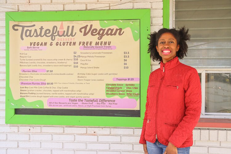 Kalene McElveen, a GVSU graduate and owner of The Tastefull Vegan, appreciates the unique opportunity of doing business next to a historic landmark.