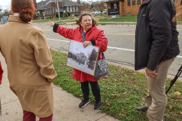 Vicki Briggs, a board member of the Wyoming Historical Commission, shares images with the public that capture the history of this place.