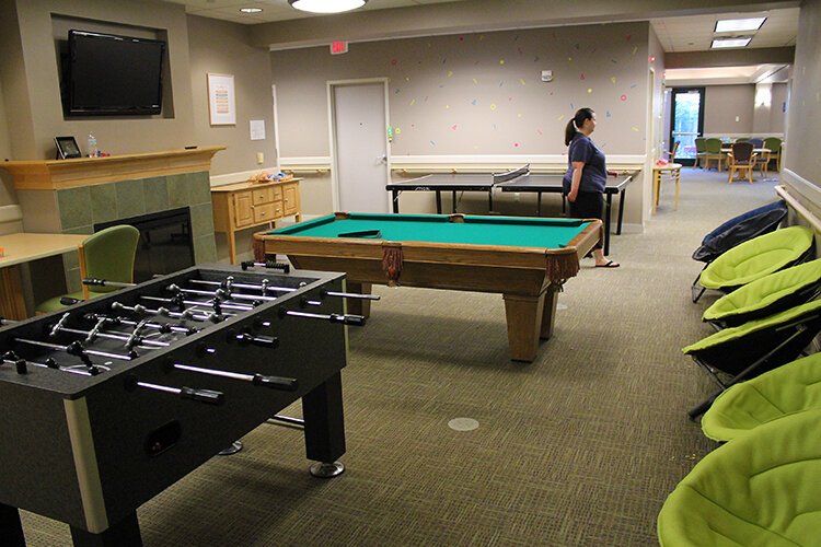 A game room where people can take breaks