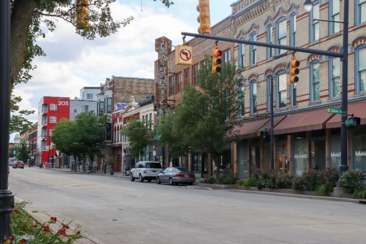 Vibrant South Division Street serves as a border for the Heartside neighborhood.